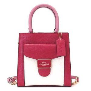 NEW Coach Mini Pepper Leather Crossbody Satchel Bag Red Pink White Small C6778
